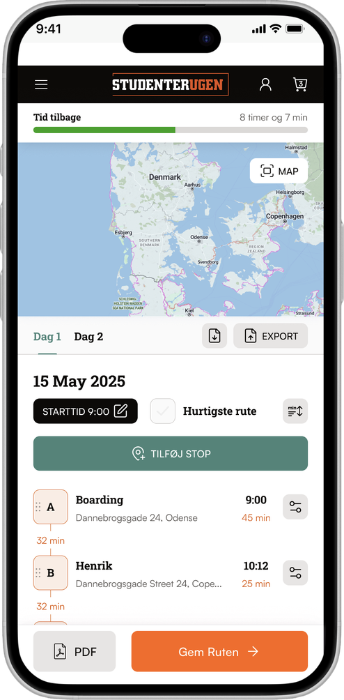 Ruteplanlægger på mobil